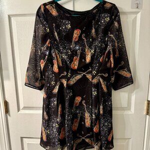 Whimsical Nishe Violin & Galaxy Print Dress – UK 12 / US 8